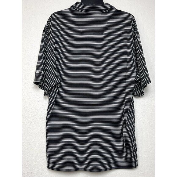 NIKE GOLF Fit Dry Performance Mens XL Black/White Striped S/S Polo Shirt EUC - Picture 2 of 8